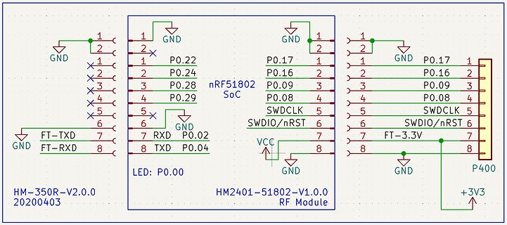 Schaltplan eines nRF51802 RF Moduls