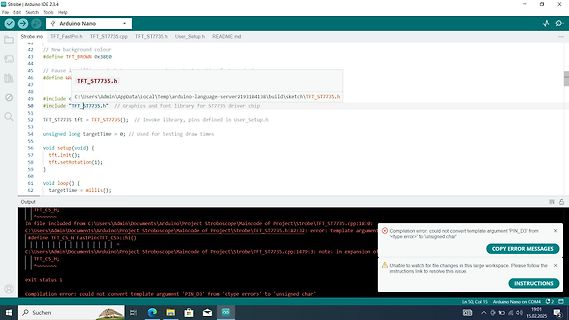 Arduino IDE Fehlermeldung beim Kompilieren