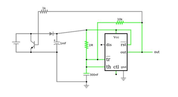 Schaltplan eines Monostabile Multivibrators