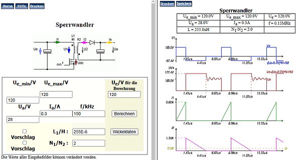 Software zur Simulation eines Sperrwandlers