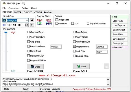 Softwareoberfläche PROGISP für AVR-Mikrocontroller