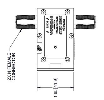 Technische Zeichnung eines Surge VHF50HN-B Moduls