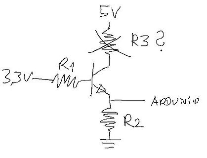 Handgezeichneter Schaltplan mit Transistor und Arduino