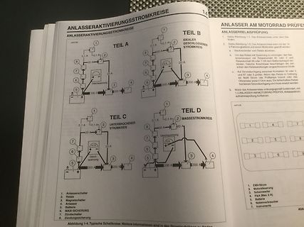 Foto von Schaltplänen der Anlasseraktivierungsstromkreise