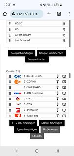 Screenshot einer IPTV-Senderliste auf einem Smartphone