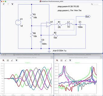 Schaltplan und Simulationsergebnisse eines Induktivitätsmessers