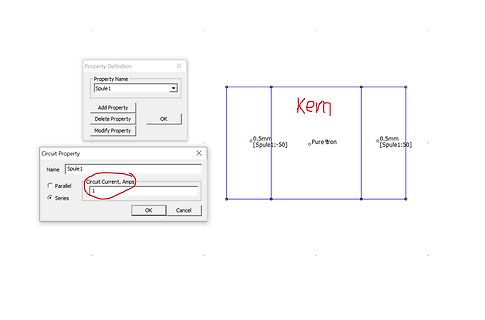 Screenshot einer Simulationssoftware mit Eigenschaftsdefinitionen