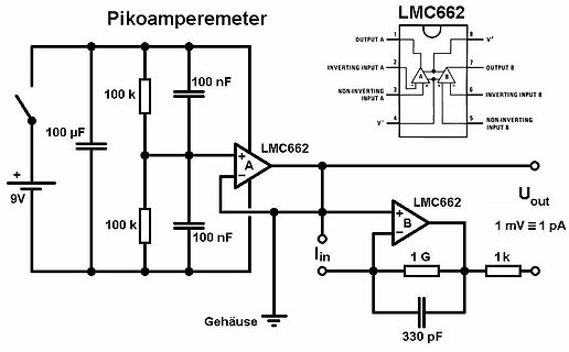 Schaltplan eines Pikoamperemeters
