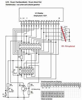 Schaltplan LCD-Anschluss an Atmel MCU