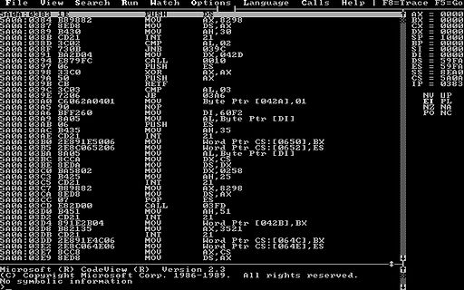 Assembler-Code in einem Debugger