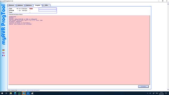 Fehlermeldung in myAVR ProgTool Software