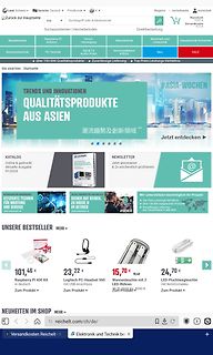 Screenshot eines Online-Shops für Elektronikkomponenten