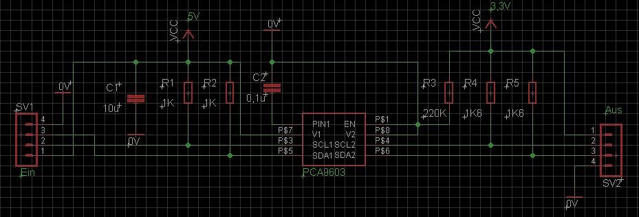 Schaltplan mit PCA9603 I2C Bus Switch