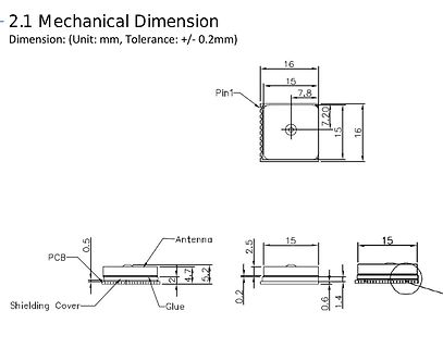 Technische Zeichnung mit mechanischen Abmessungen eines Bauteils