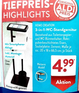 Werbung für WC-Standgarnitur