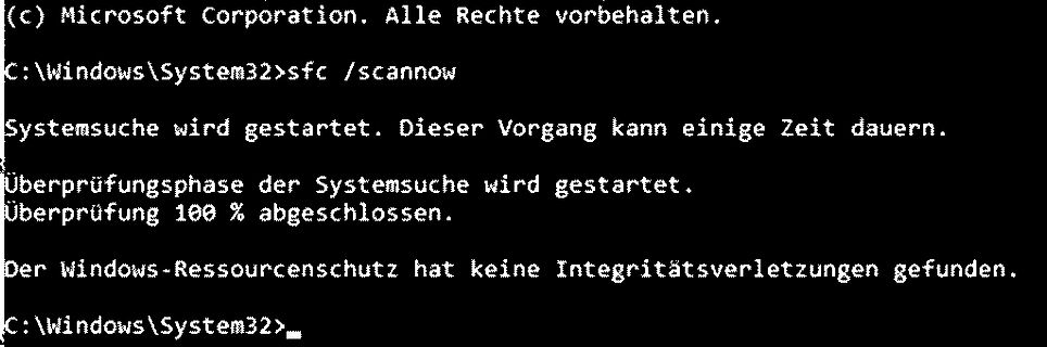 Windows System File Checker Ergebnis