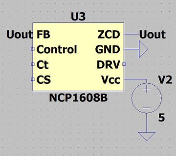 Schaltplanausschnitt eines NCP1608B ICs