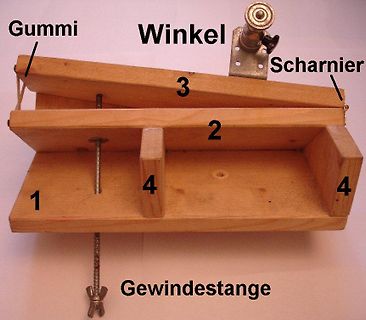 Holzaufbau mit Beschriftungen