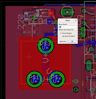 PCB-Layout-Software mit Dialogfenster zur Namensänderung