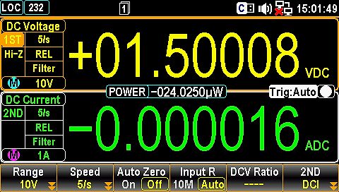 Digitalmultimeter Messwerte DC Spannung und Strom