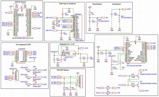 Schaltplan ESP32 Wroom mit USB-C und Sensoren