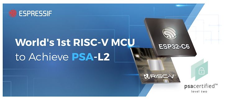 Werbebanner ESP32-C6 RISC-V MCU PSA-L2 Zertifizierung