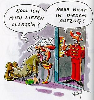 Comic über einen Aufzug
