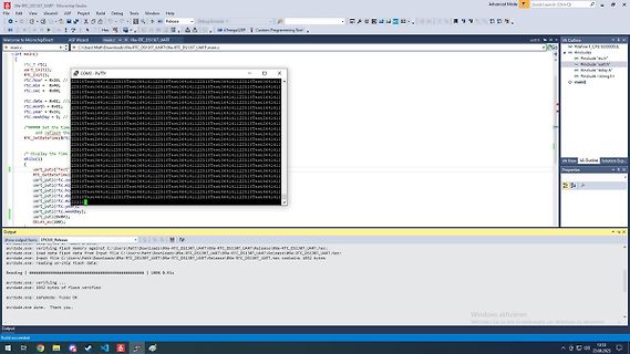 Screenshot einer Entwicklungsumgebung mit C-Code und Terminal