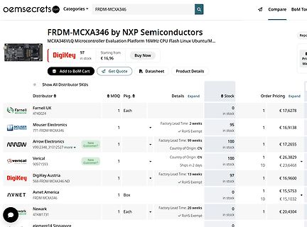 Preisvergleich für FRDM-MCXA346 Mikrocontroller Evaluation Platform