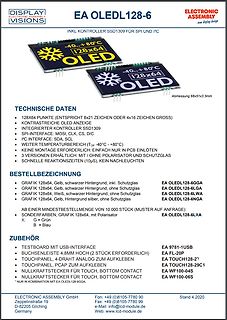 Datenblatt eines OLED-Displays EA OLEDL128-6