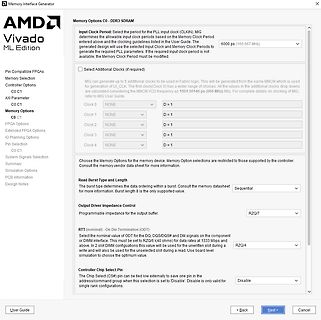 Screenshot des AMD Vivado Memory Interface Generators