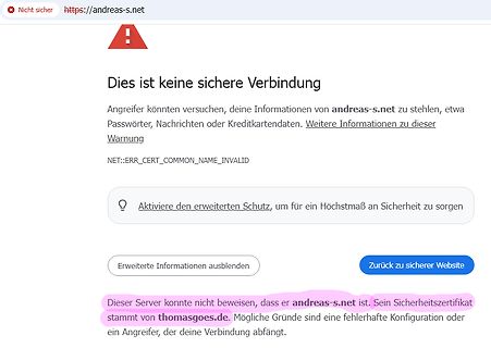 Browser-Warnmeldung unsichere Verbindung