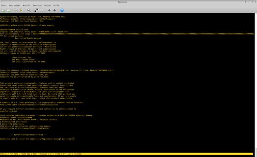 Terminal-Fenster mit Cisco IOS Boot-Prozess