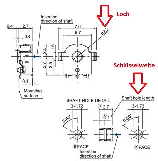 Technische Zeichnung einer Bauteil-Abmessung