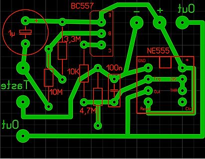PCB-Layout eines NE555-Schaltkreises