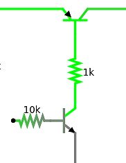 Ausschnitt eines Schaltplans mit Transistor und Widerständen