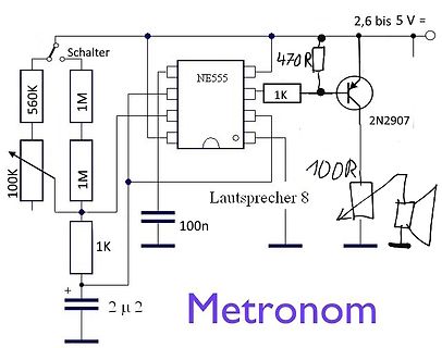Handgezeichneter Schaltplan eines Metronoms