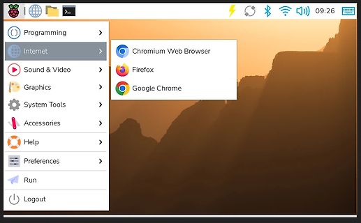 Desktop-Menü eines Linux-Betriebssystems