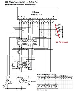 Schaltplan für LCD-Display mit Atmel-Mikrocontroller