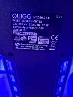 Typenschild eines Insektenvernichters