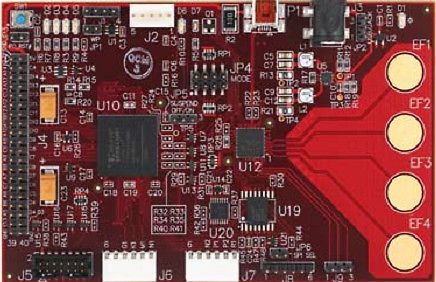 Elektronische Leiterplatte mit Mikrocontroller und Bauteilen