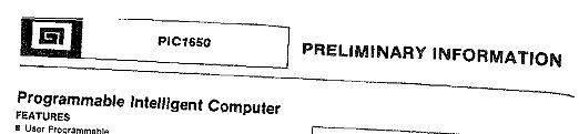 Ausschnitt eines Datenblatts für PIC1650