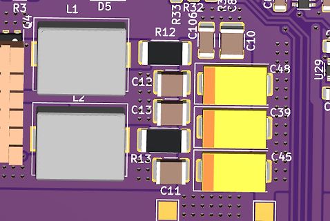 Ausschnitt eines PCB-Layouts mit Bauteilbezeichnungen
