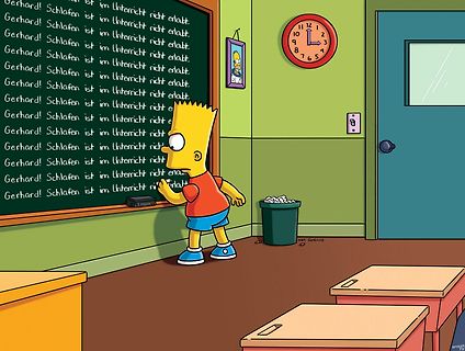 Bart Simpson schreibt an eine Tafel
