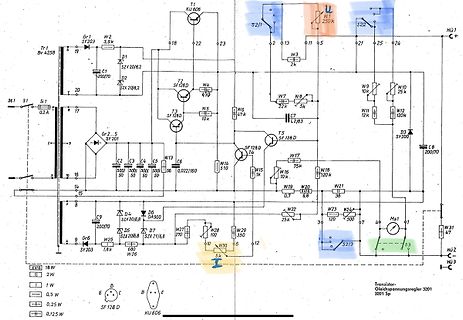 Schaltplan eines Transistor-Gleichspannungsreglers