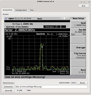Screenshot eines Spektrumanalysators