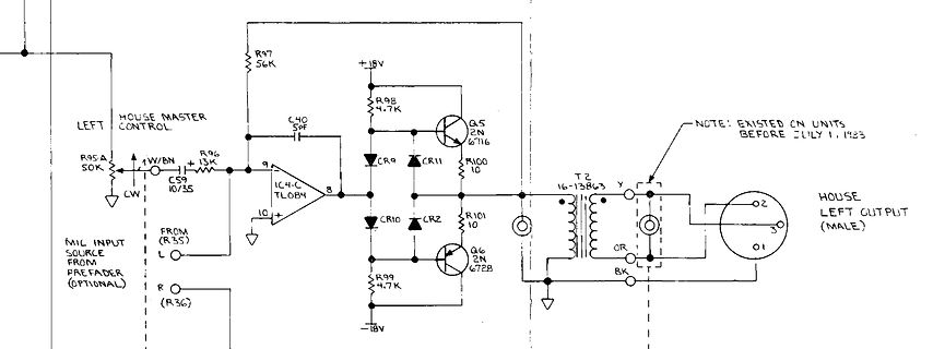 Schaltplan einer Audio-Vorstufe mit Transistoren und Transformator