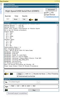 Screenshot eines USB-Seriell-Terminal-Programms