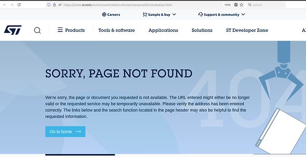 STMicroelectronics 404 Error Seite