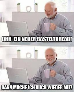 Meme mit älterem Mann am Laptop